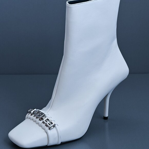 Givenchy White Lamb Leather Ankle Boots 90mm 9/39 - Picture 5 of 14